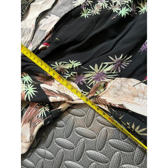 ZARA‎ Woman Women's Kimono Wrap Black Crane Hi Low Dress Blogger Favorite Medium - Picture 13 of 14